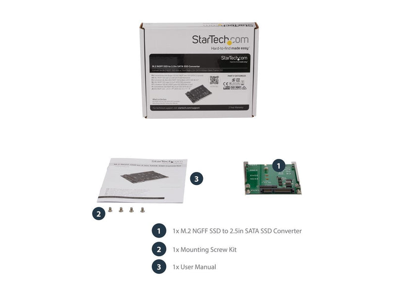 StarTech.com SAT32M225 M.2 SSD to 2.5in SATA Adapter Converter with Open Frame