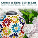 Sunnydaze 10-Inch Solar Gazing Ball Garden Outdoor Glass Gazing Globe - Dahlias - Like New