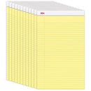 OFFICE DEPOT WRITING PADS, LEGAL/WIDE RULED, 50 SHEETS, 12 PADS - CANARY - Brand New