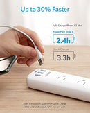 ANKER POWER STRIP WITH USB 3-OUTLET 3 POWERIQ USB POWERSTRIP A9131 - WHITE Like New