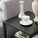 VECELO Nightstand with Drawer Open Shelf Modern Square End Side Table - Black - Brand New
