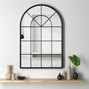 NXHOME ARCHED WINDOW METAL MIRROR 39.4"X23.6" WALL MIRROR WINDOWPANE DECORATION - Like New