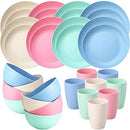 32 Pcs Wheat Straw Dinnerware Sets for 8 Kitchen Reusable Dinner Plates - Brand New