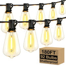 Brightever 180FT Outdoor String Lights 94 Bulbs, Waterproof Patio Lights - Brand New