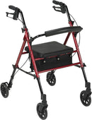 Drive Medical RTL10261RD Foldable Rollator Walker Seat Adjustable Seat - RED Like New