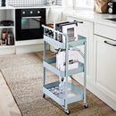 Houssem 3 Tier Folding Storage Art Cart Roller Wheels B08RDZ9DT8 - Light Green - Brand New