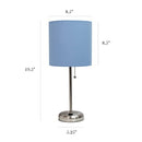 SIMPLE DESIGNS LT2024-BLU Brushed Steel Stick Table Lamp, Blue Shade - Like New