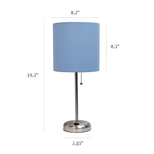 SIMPLE DESIGNS LT2024-BLU Brushed Steel Stick Table Lamp, Blue Shade - Like New