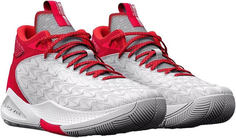 UA HOVR HAVOC 5 CLONE BASKETBALL SHOES 3024979-100 WHITE/RED M8 W9.5 - Like New