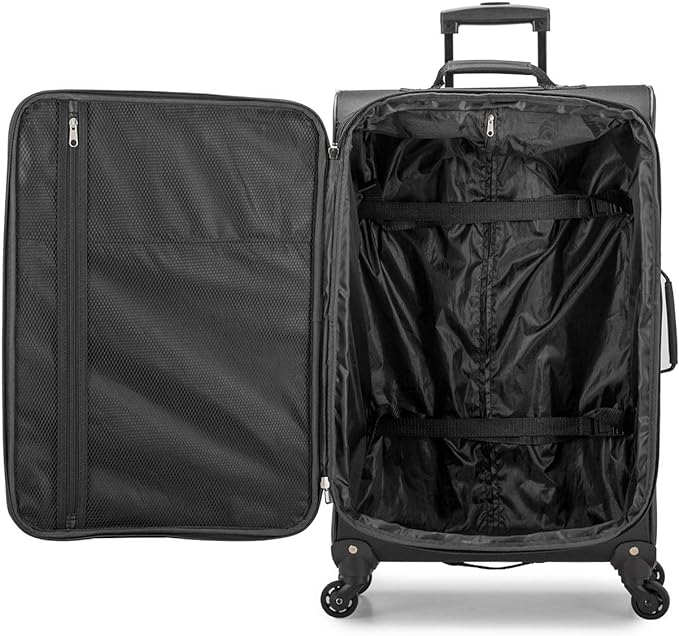 U.S. Traveler Aviron Bay Softside Spinner 3 Piece Luggage US08125K-BLK - BLACK Like New