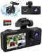 LENSUGE 3 CHANNEL DASH CAM,4K+1080P DASH CAM INSIDE, WITH 32GB CARD - BLACK - Like New