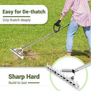 ZZM Thatch Rake 15.7 Inch Lawn Thatching Rake Dethatching Back-Saving Handle - Brand New
