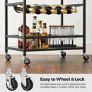 VASAGLE BAR CART, SERVING CART WITH WHEELS, INDUSTRIAL, RUSTIC BROWN BLACK - Like New