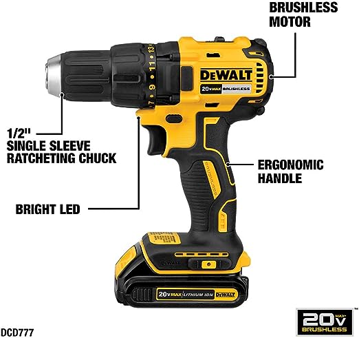 DEWALT 20V MAX Cordless Drill Combo Kit Brushless DCK277C2 - Yellow Like New