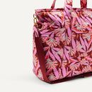 AMAZON ESSENTIALS WOMEN'S QUILTED COTTON TRAVEL TOTE BAG PINK/FLORAL - Like New