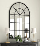 NXHOME ARCHED WINDOW FINISHED METAL MIRROR 32×45" WINDOWPANE DECORATION - BLACK - Like New