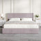 NOVILLA KING SIZE LIFT UP STORAGE BED FABRIC HEADBOARD HYDRAULIC STORAGE - BEIGE - Like New