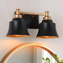 KSANA 2 LIGHT BLACK AND GOLD BATHROOM LIGHTS OVER MIRROR - BLACK AND GOLD - Like New