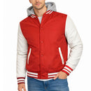 GALAXY BY HARVIC FORMAKER HOODED VARSITY JACKET DETACHABLE HOOD XL - RED/WHITE - Like New