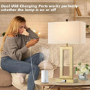 GOLD TOUCH CONTROL TABLE LAMPS SET OF 2 WITH USB PORTS AND LED BULBS - GOLD - Like New