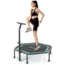 MAXKARE 50" MINI TRAMPOLINE FITNESS HEXAGON EXERCISE REBOUNDER - BLACK - Like New