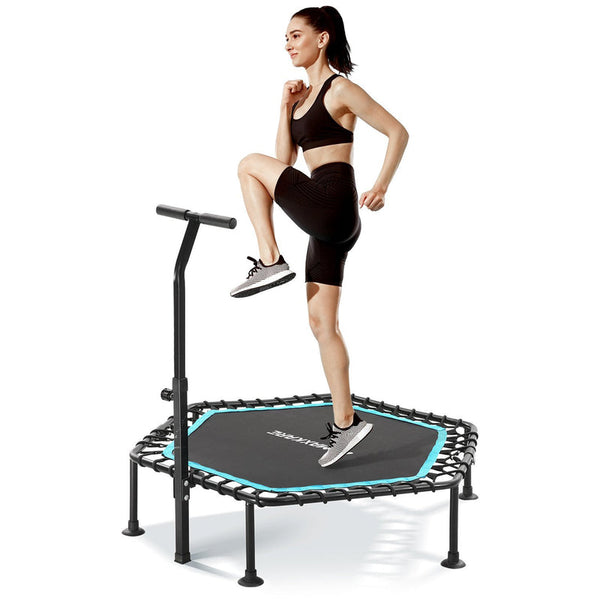 MAXKARE 50" MINI TRAMPOLINE FITNESS HEXAGON EXERCISE REBOUNDER - BLACK - Like New