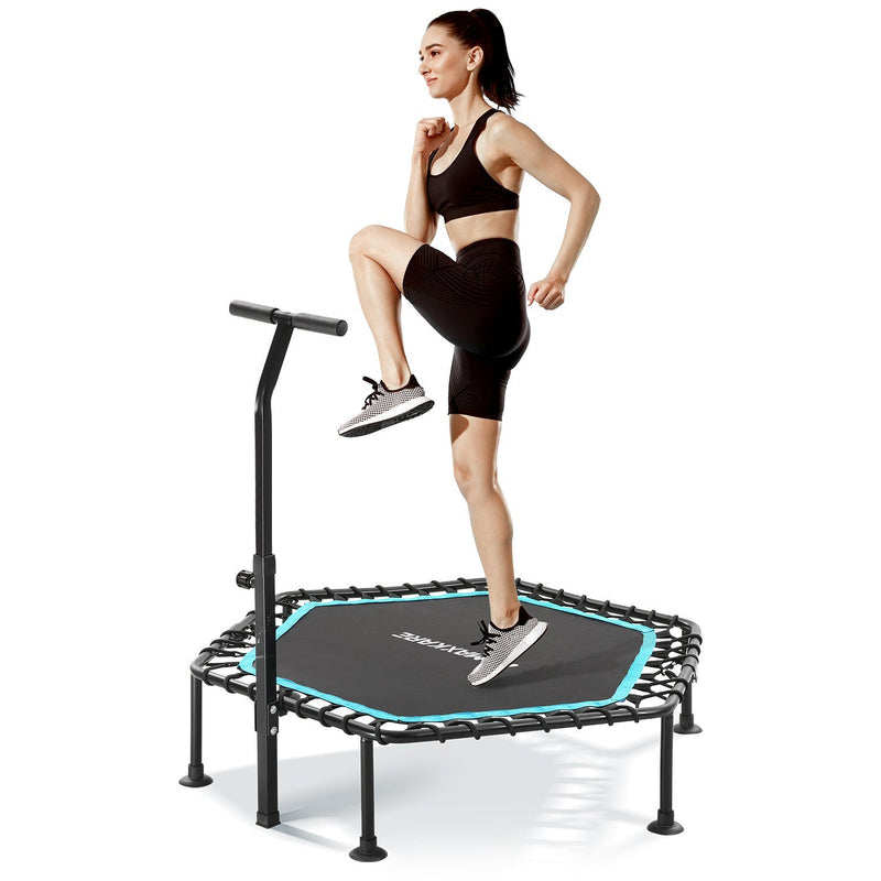MAXKARE 50" MINI TRAMPOLINE FITNESS HEXAGON EXERCISE REBOUNDER - BLACK - Like New