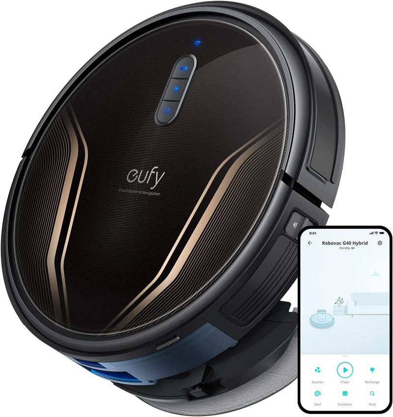 eufy by Anker G40 Hybrid 2-in-1 Mop and Vacuum 2,500Pa - Black, Gold (Top Trim) - Like New