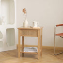 MaxSmeo Small Nightstand with Drawer and Shelf (Natural Walnut) - Like New