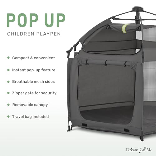 Dream On Me Pop Up Children Playpen in Charcoal - Like New
