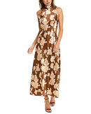 B08JGRWJGM Vince Womens Tapestry Floral Turtle Neck Dress Amber Large - Brand New