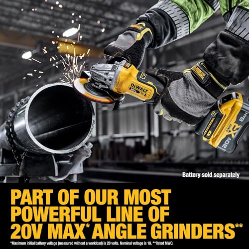 DEWALT 20V MAX XR BRUSHLESS 4-1/2-5 VARIABLE SPEED PADDLE GRINDER ONLY - YELLOW - Like New