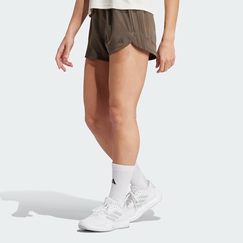 ADIDAS WOMEN'S PACER TRAINING 3-STRIPES WOVEN HIGH SHORTS SIZE L - SHADOW OLIVE - Brand New