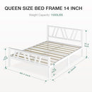 NOVILLA 14 INCH QUEEN BED FRAME, NO BOX SPRING NEEDED, N-F10021A-Q-WH - WHITE - Like New