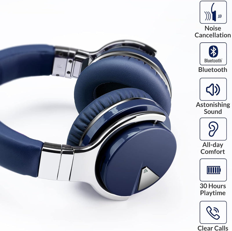 Silensys E7 Active Noise Cancelling Headphones - Navy - Like New