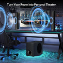 ASSISTRUST SOUND BAR WITH SUBWOOFER 110W SOUND ADJUSTABLE DEEP BASS - BLACK - Like New