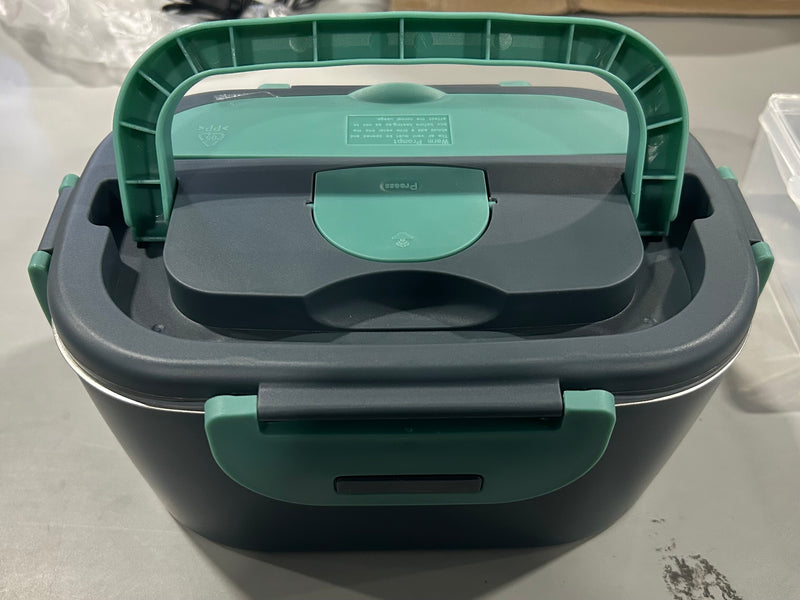 BEVCEKNS ELECTRIC LUNCH BOX 3 IN 1 PORTABLE HEATING 1.5L STAINLESS - BLUE/GREEN - Like New
