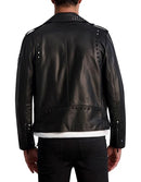KARL LAGERFELD Exposed Zippers and Studs Biker Leather Jacket Men's Black S - Like New