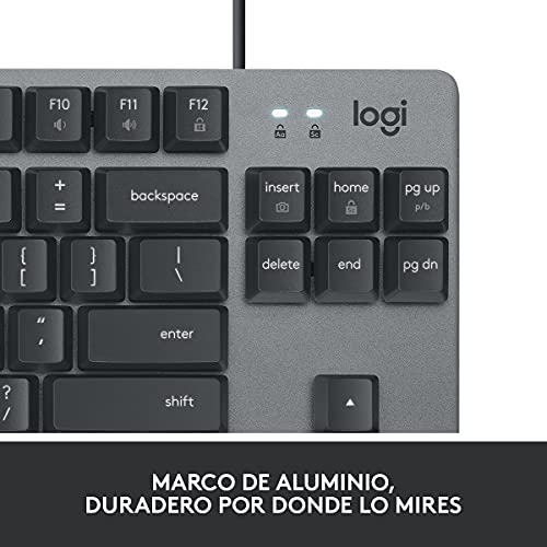 LOGITECH K835 TKL ALUMINUM MECHANICAL KEYBOARD WITH CABLE - TENKEYLESS QUIET - Like New