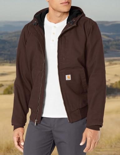 CARHARTT MEN'S FULL SWING LOOSE FIT DUCK FLEECE-LINED JACKET XLT DARK BROWN - Brand New