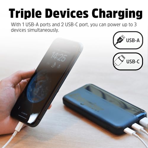 ENERGIZER 10000MAH PORTABLE CHARGER POWER BANK WITH DUAL USB-C & USB-A - BLACK - Like New