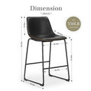 NEWBULIG COUNTER HEIGHT BARSTOOLS WITH LEATHER BACK SET OF 2 26" - BLACK - Like New