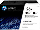 HP 26X 2-pack High Yield Black Original LaserJet Toner Cartridges, Per