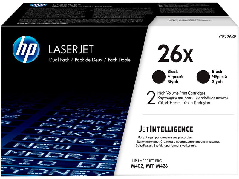 HP 26X 2-pack High Yield Black Original LaserJet Toner Cartridges, Per