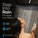 SparkPod 12" Black Rain Shower Head - Ceiling or Wall Mount - Midnight Black - Like New