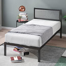 ZINUS KOREY METAL PLATFORM BED FRAME WITH UPHOLSTERED HEADBOARD TWIN - BLACK - Like New