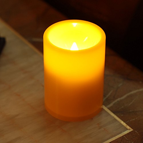 GIVEU FLAMELESS FLICKERING PLASTIC LED CANDLE 6-PACK REMOTE CANDLE 3X4 -ORANGE - Like New