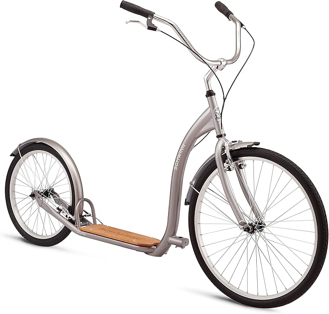 Schwinn Shuffle Kick Scooter Big 26" Front Wheel 20" Rear Beach Cruiser - Gray Like New