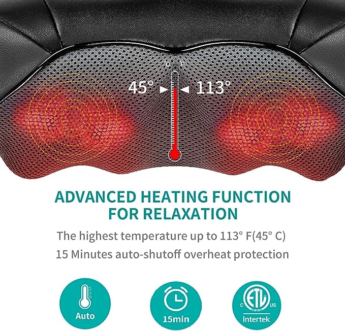 Shiatsu Neck Back Massager Soothing Heat Nekteck Electric Deep Tissue - LMS-801 Like New