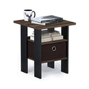 FURINNO ANDREY END TABLE SIDE NIGHT STAND BEDSIDE WITH BIN DRAWER - WALNUT/BROWN - Like New